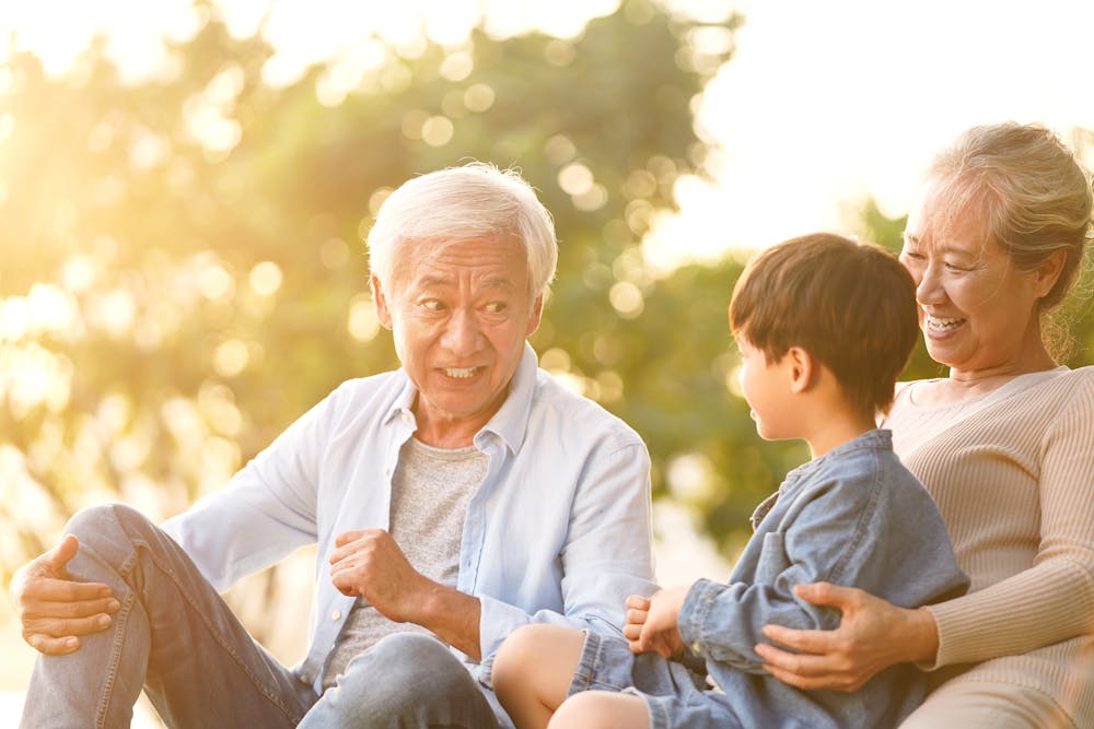 Elderly person sharing memories